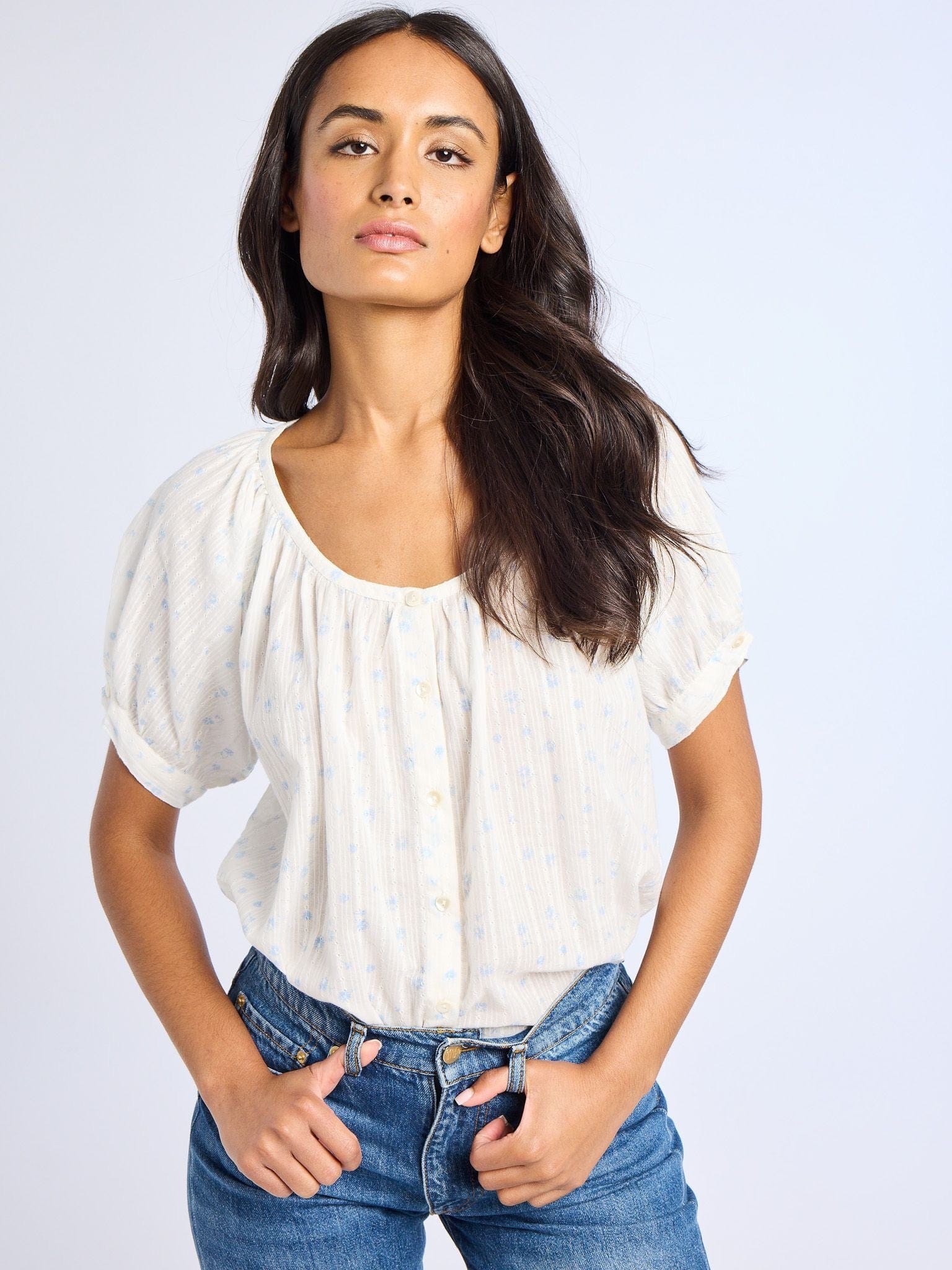 MILLE Clothing Naomi Top in Blue Flora