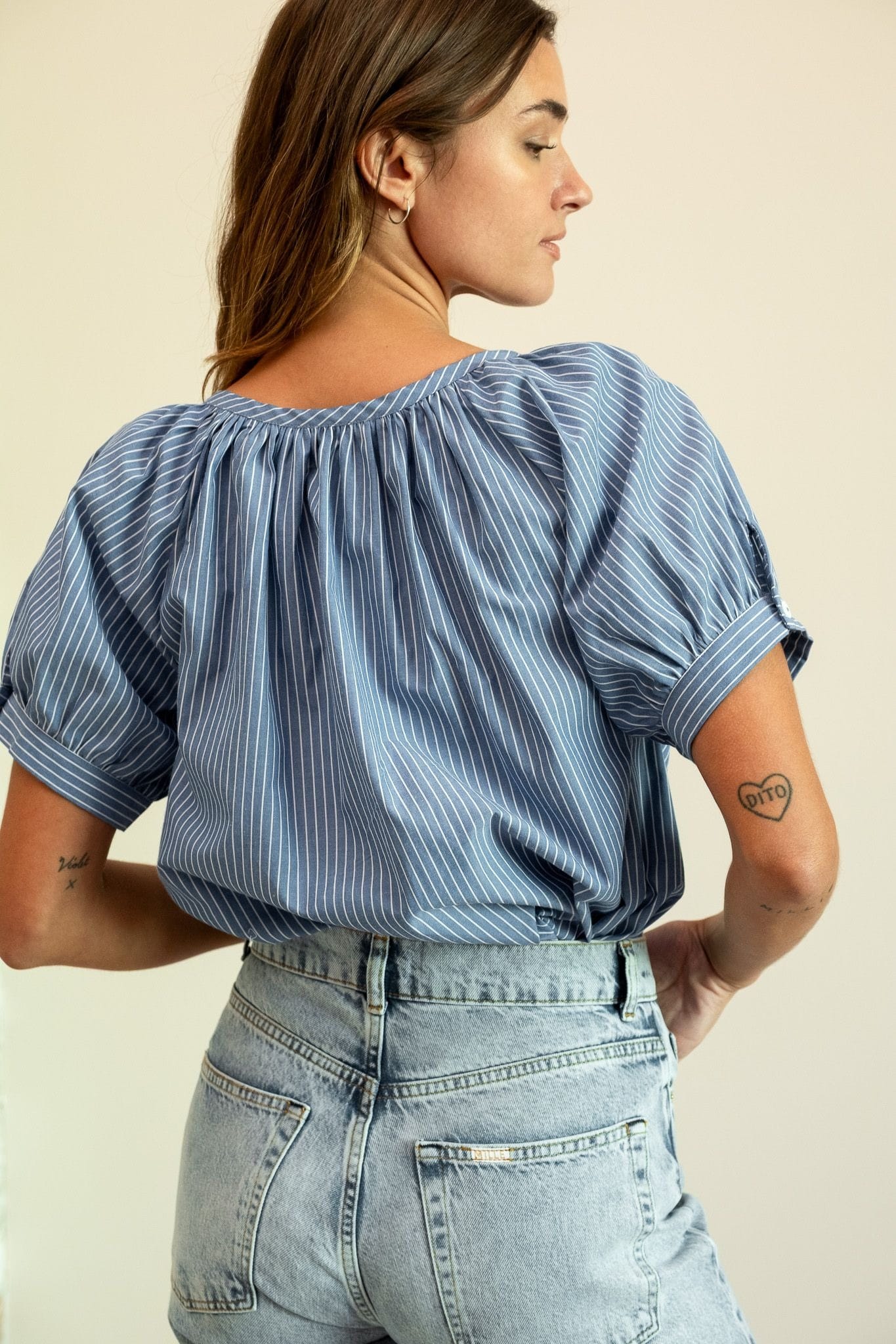 MILLE Clothing Naomi Top in Harbor Stripe