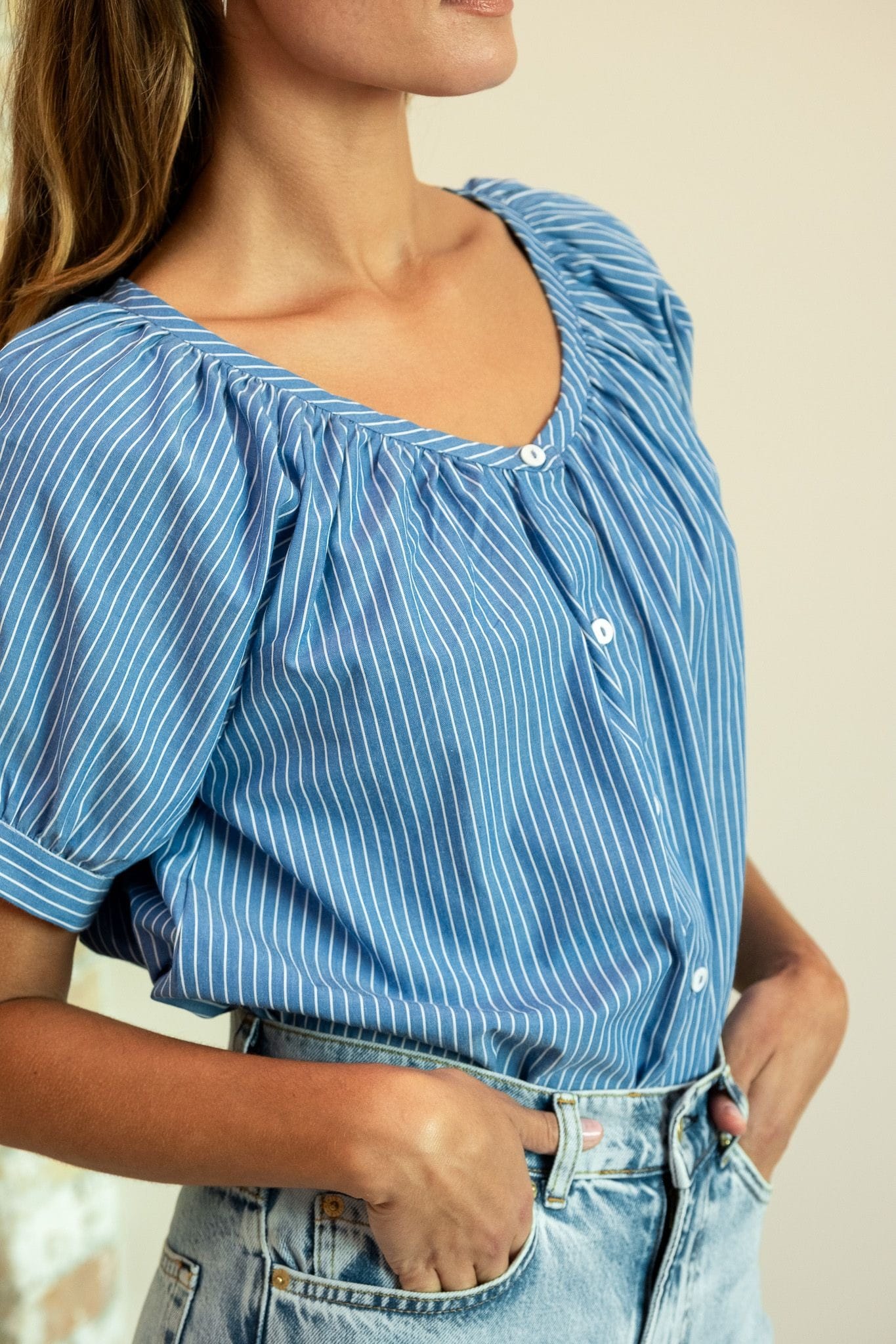 MILLE Clothing Naomi Top in Harbor Stripe