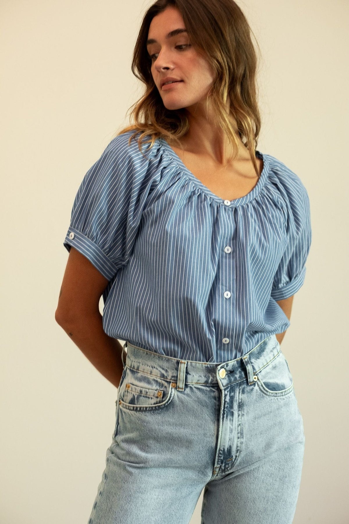 Naomi Top in Harbor Stripe — The cloth