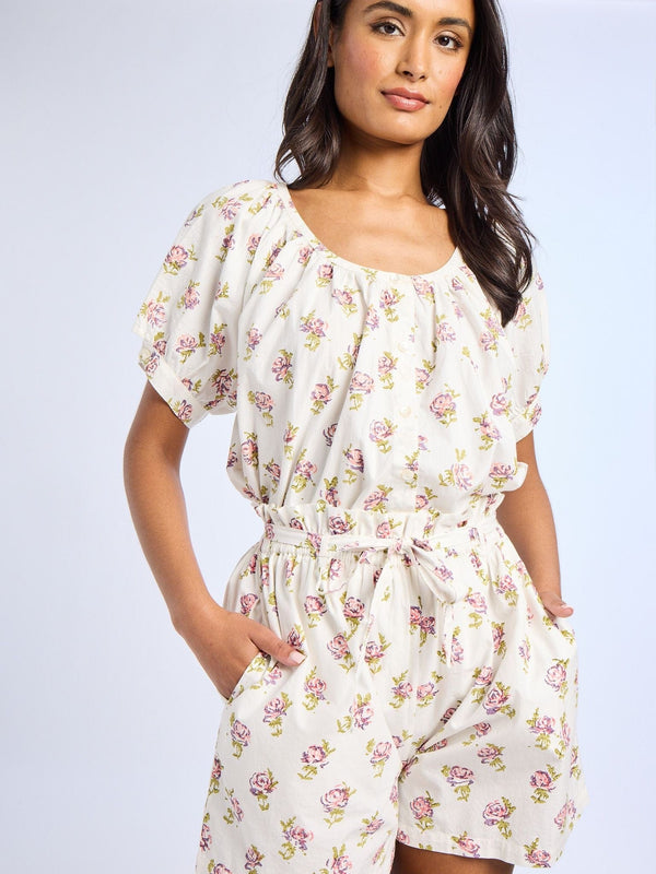 Naomi Top in Rose Block Print — view 2