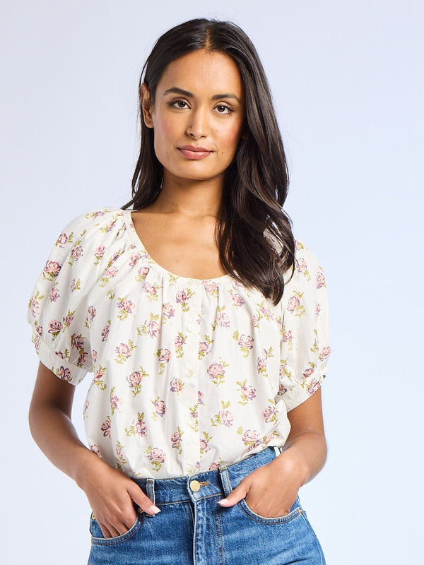 Naomi Top in Rose Block Print — view 6