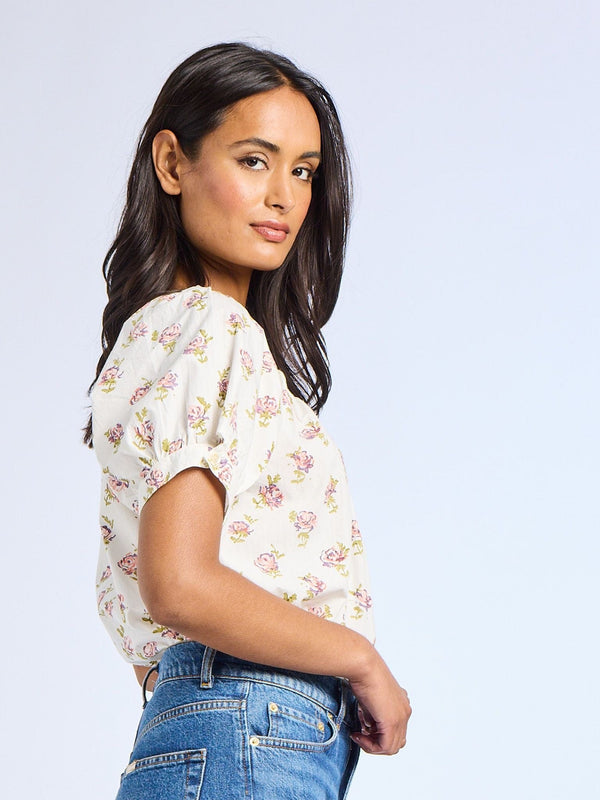 Naomi Top in Rose Block Print — view 4