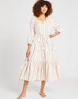 MILLE Clothing Natalia Dress in Cappuccino Stripe