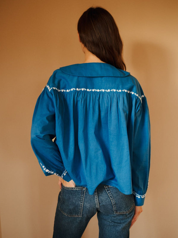 Naya Top in Cerulean Embroidery — view 3
