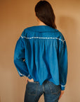 MILLE Clothing Naya Top in Cerulean Embroidery