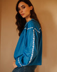 MILLE Clothing Naya Top in Cerulean Embroidery