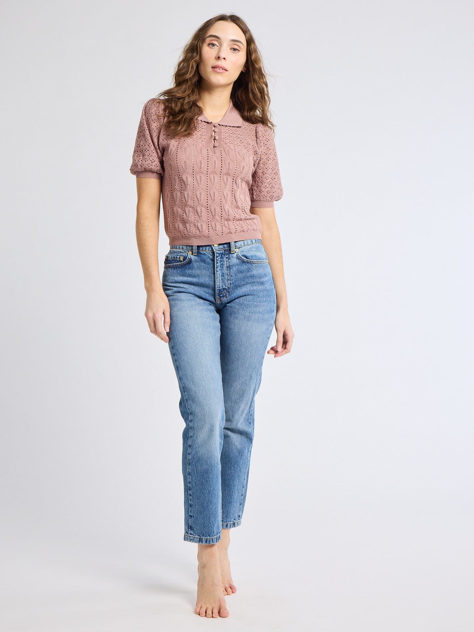 MILLE Clothing Nina Henley in Rose Latte