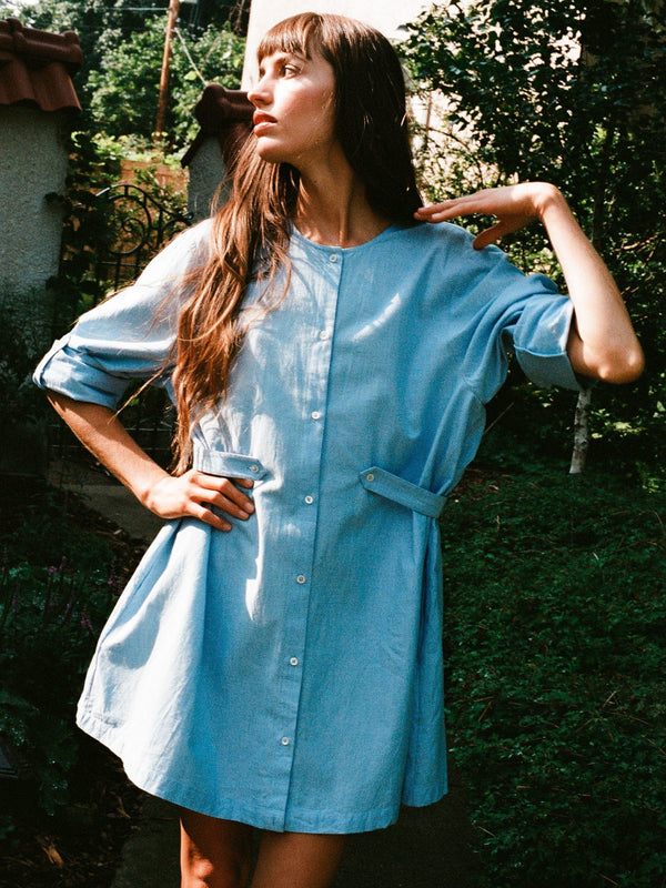Noa Dress in Blue Oxford — view 13