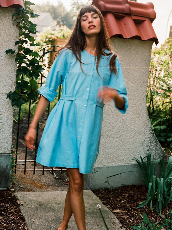 Noa Dress in Blue Oxford — view 15