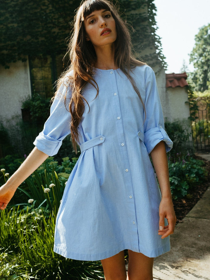 Noa Dress in Blue Oxford