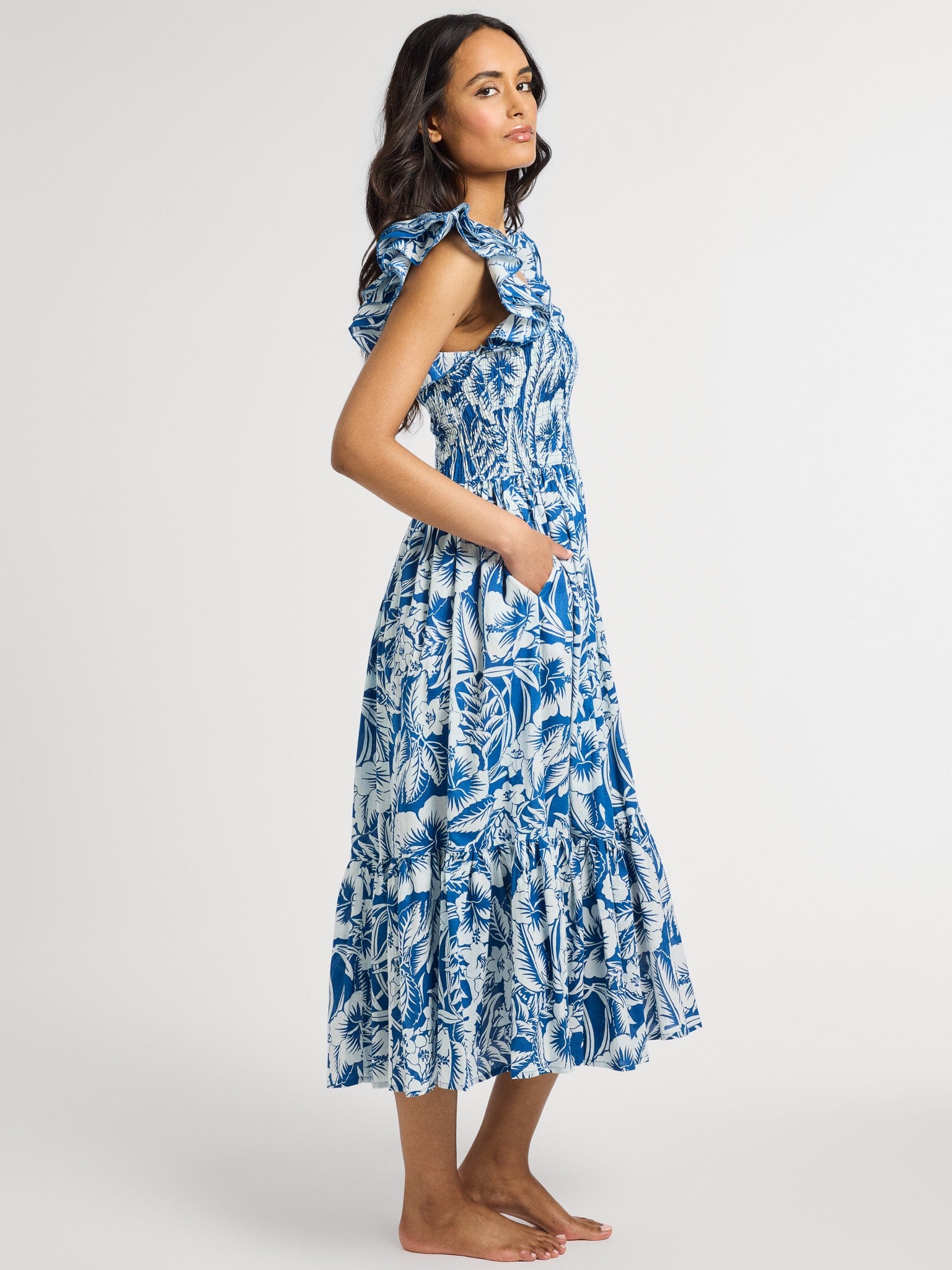 MILLE Clothing Olympia Dress in Blue Hibiscus