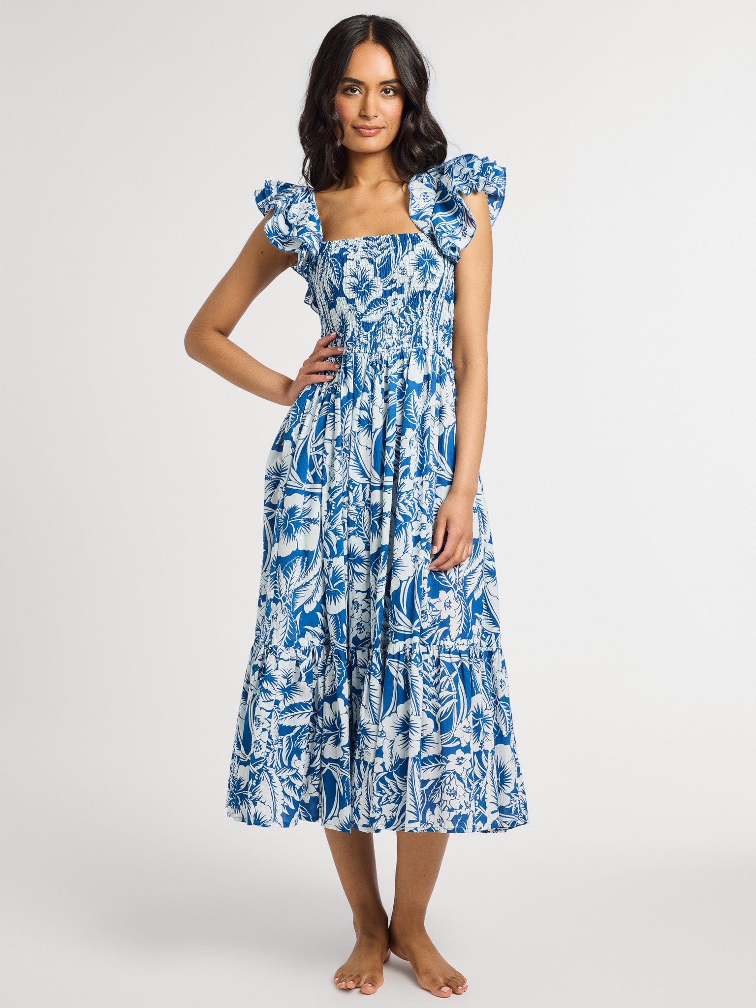 MILLE Clothing Olympia Dress in Blue Hibiscus