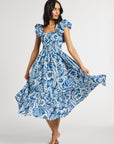 MILLE Clothing Olympia Dress in Blue Hibiscus