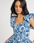 MILLE Clothing Olympia Dress in Blue Hibiscus