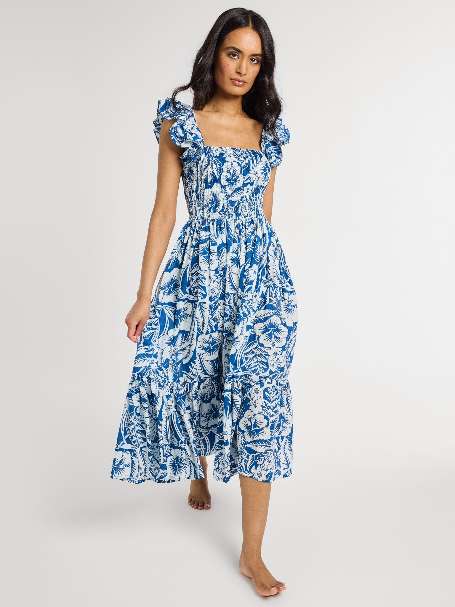 MILLE Clothing Olympia Dress in Blue Hibiscus