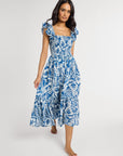 MILLE Clothing Olympia Dress in Blue Hibiscus