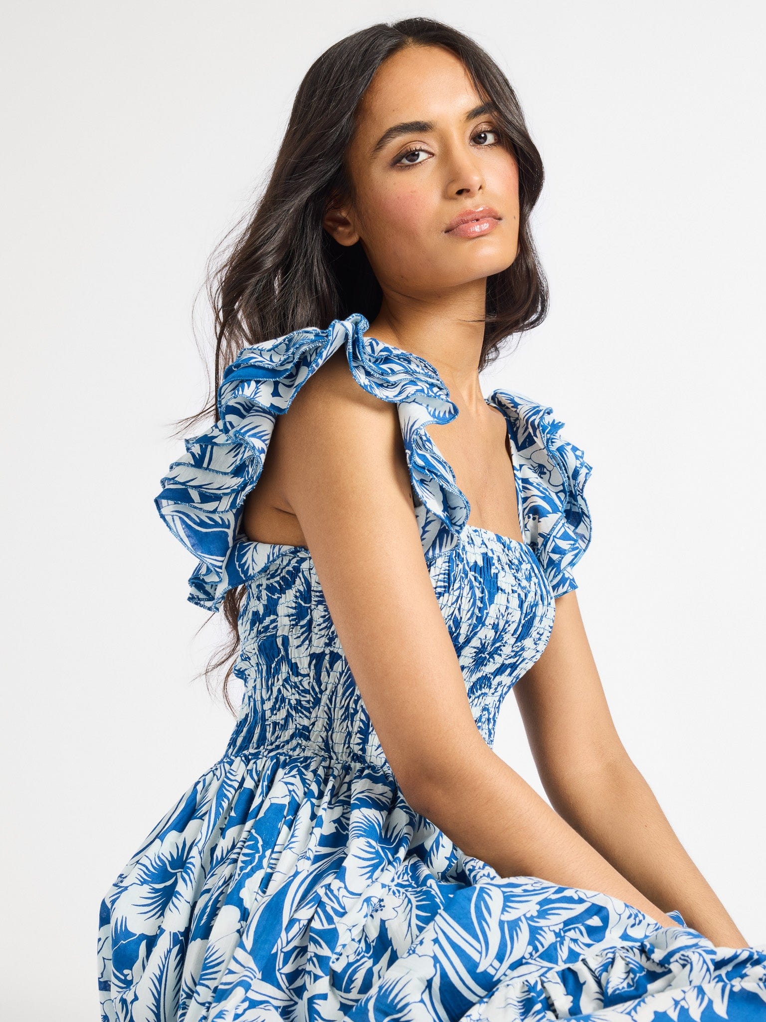 MILLE Clothing Olympia Dress in Blue Hibiscus