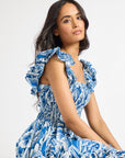 MILLE Clothing Olympia Dress in Blue Hibiscus