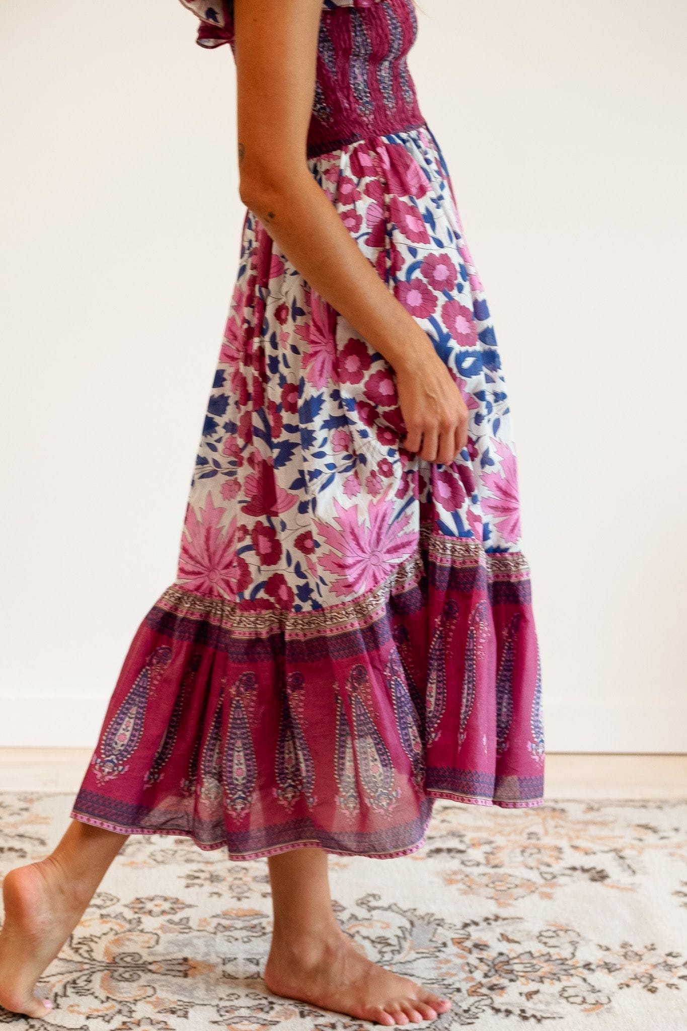 Olympia Dress in Fiji | MILLE – Smocked Bodice Tiered Maxi Dress