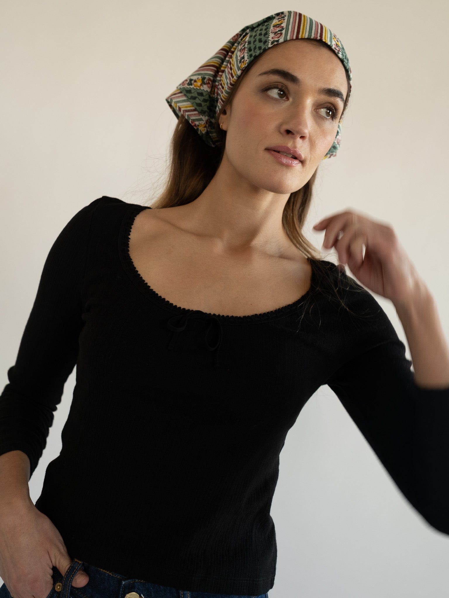 MILLE Clothing One Size Bridgette Bandana in Rose Stripe