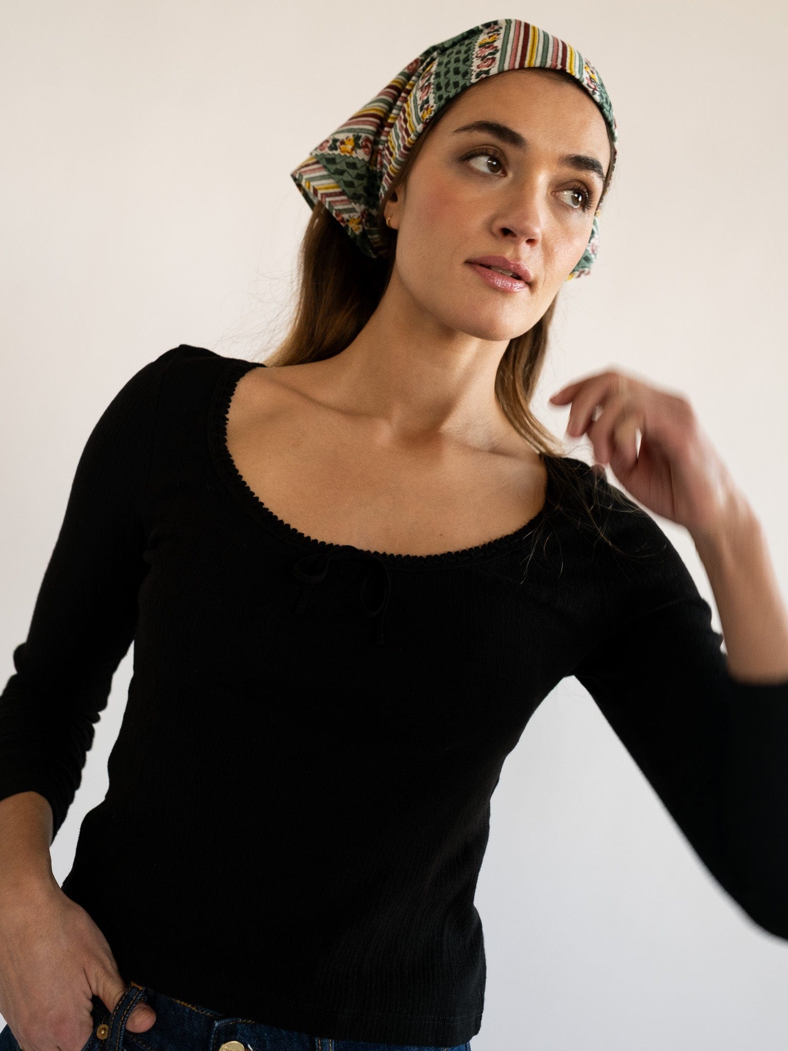 MILLE Clothing One Size Bridgette Bandana in Rose Stripe