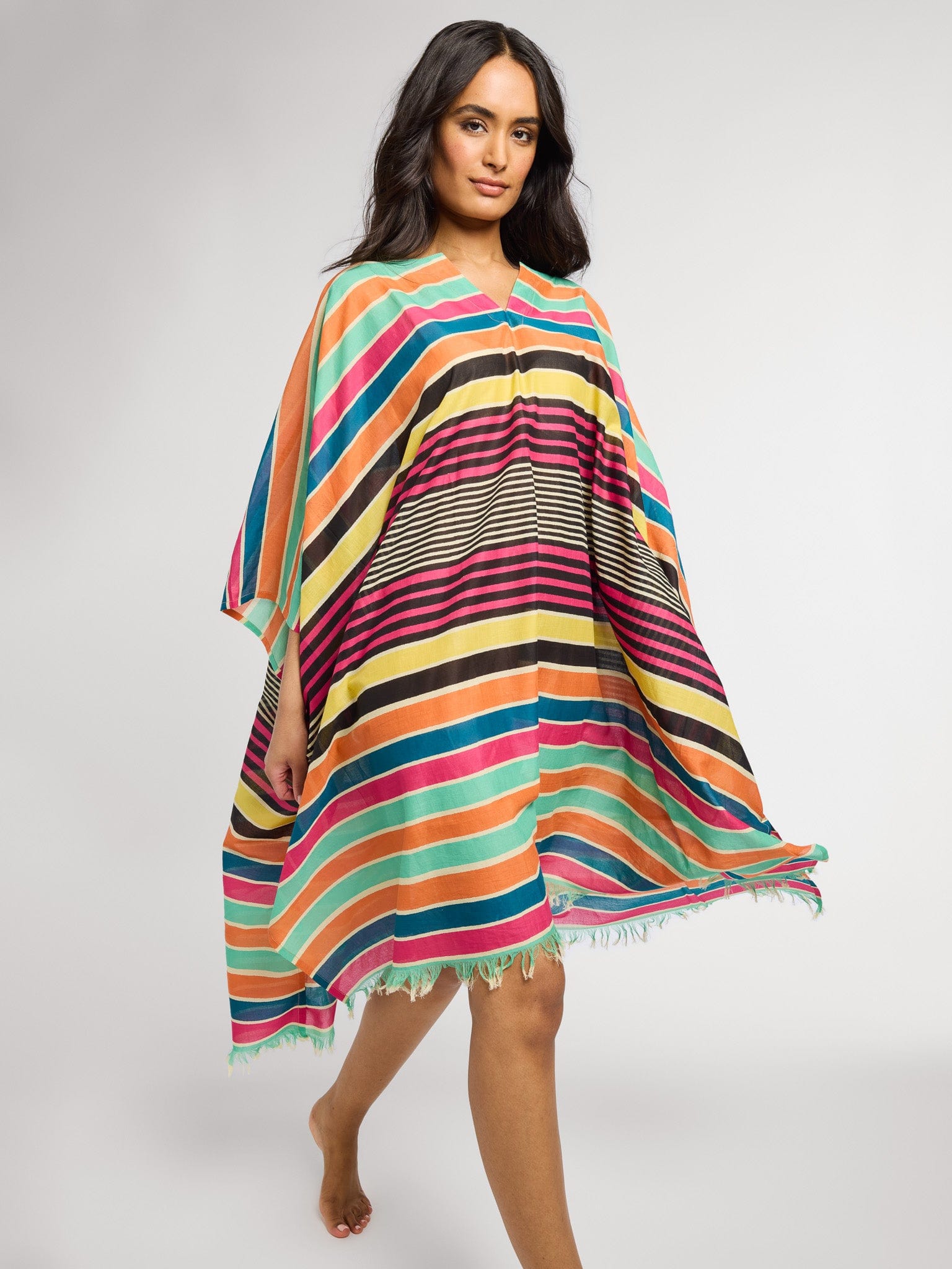 MILLE Clothing One Size Georgia Caftan in Ibiza Stripe