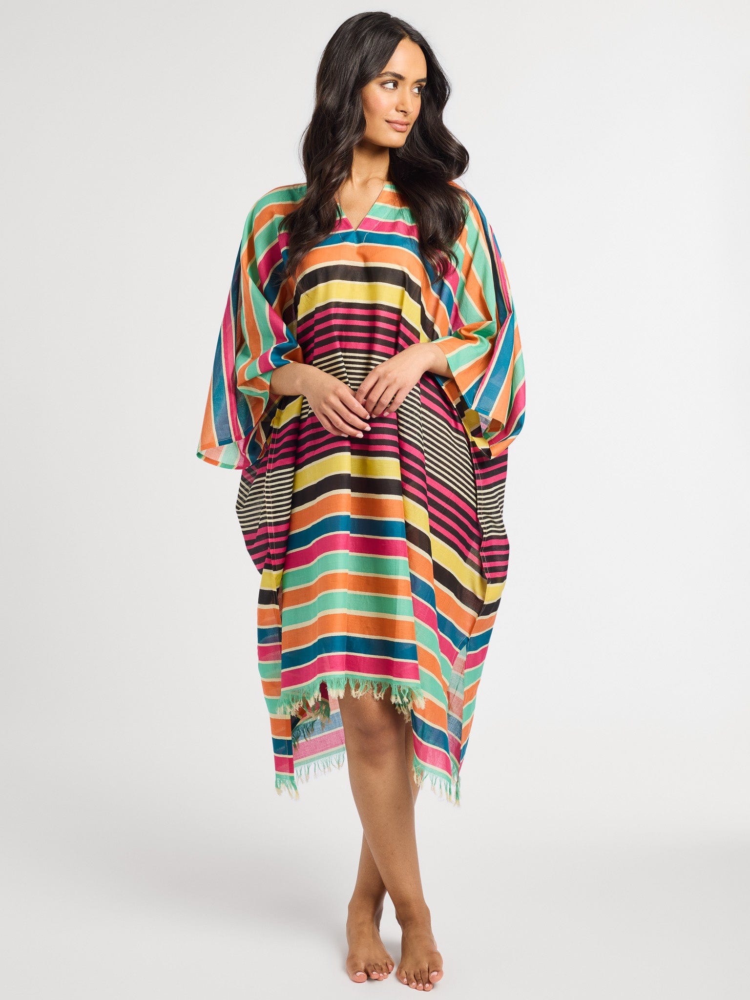 MILLE Clothing One Size Georgia Caftan in Ibiza Stripe