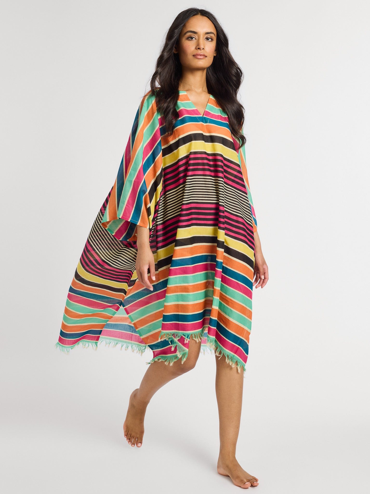 MILLE Clothing One Size Georgia Caftan in Ibiza Stripe