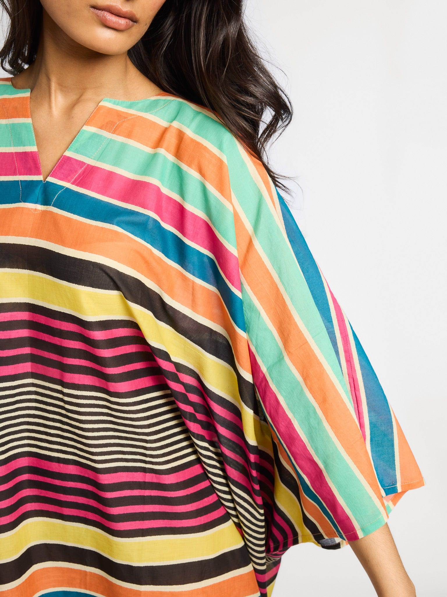 MILLE Clothing One Size Georgia Caftan in Ibiza Stripe