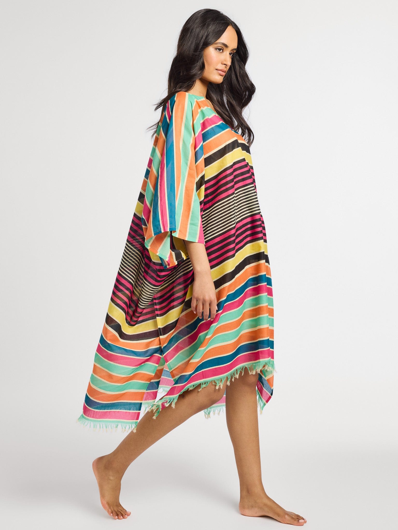 MILLE Clothing One Size Georgia Caftan in Ibiza Stripe