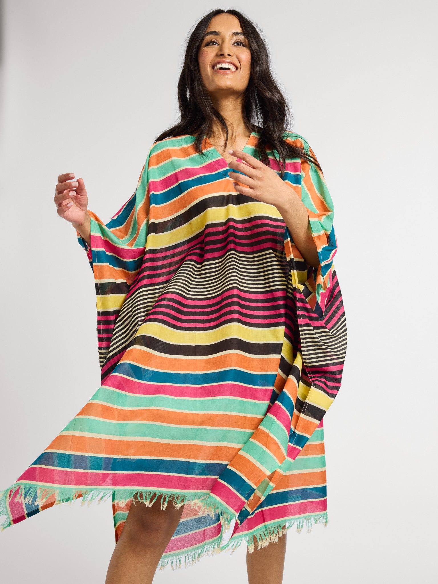 MILLE Clothing One Size Georgia Caftan in Ibiza Stripe