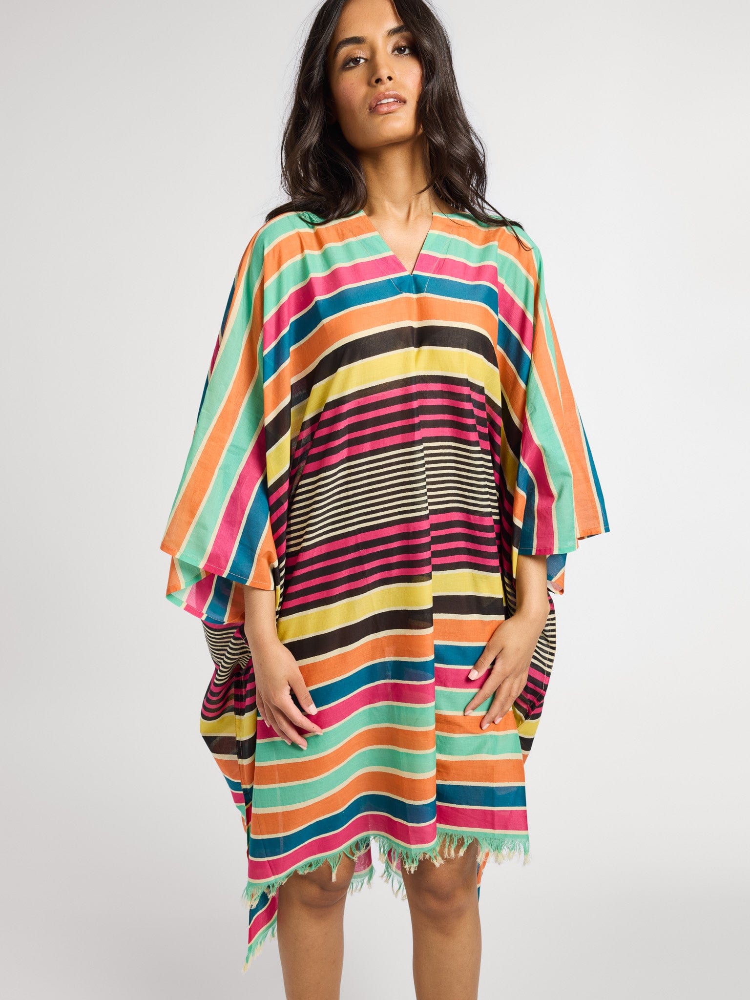 MILLE Clothing One Size Georgia Caftan in Ibiza Stripe