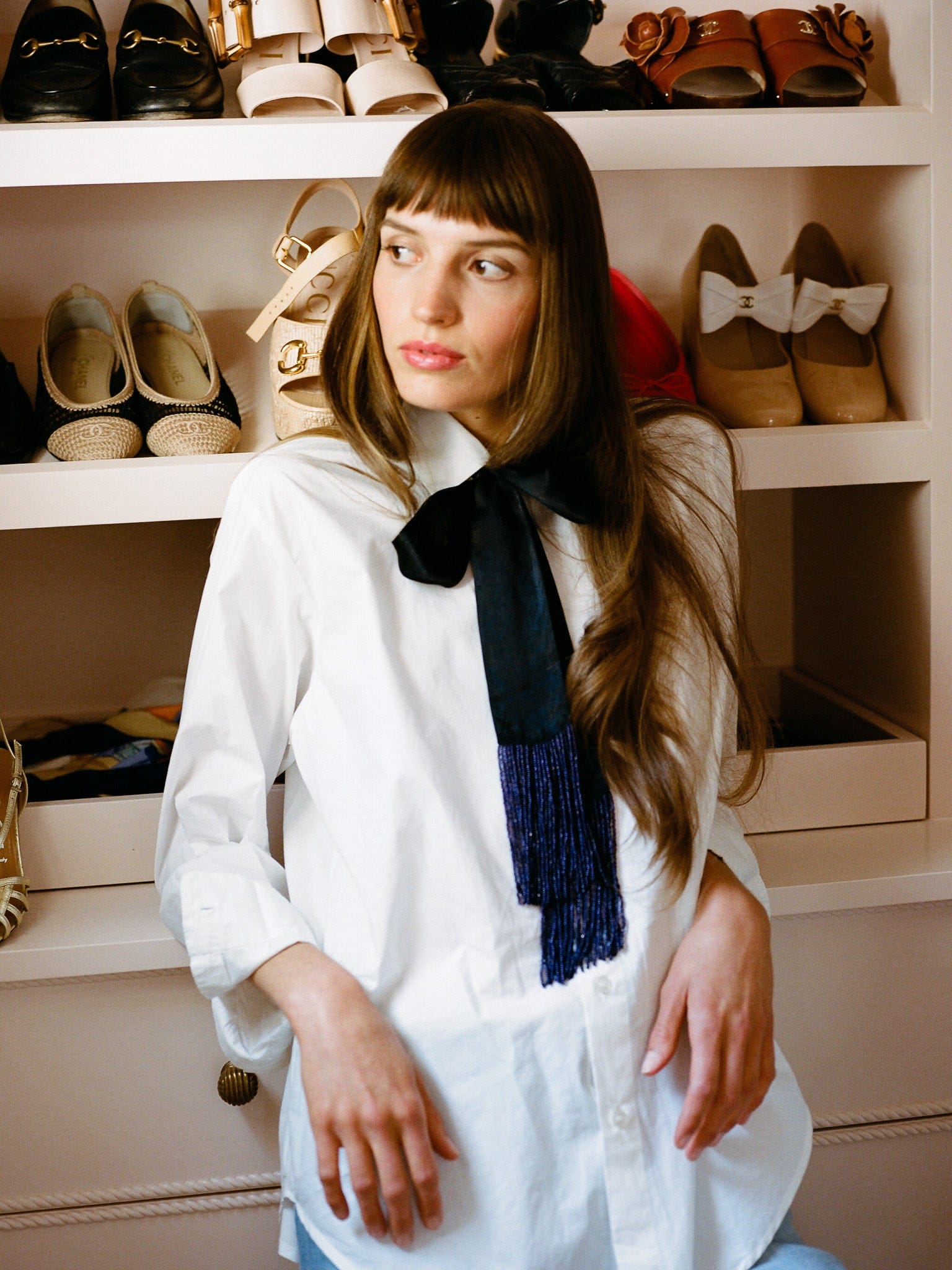 MILLE Clothing One Size Suki Beaded Scarf in Black