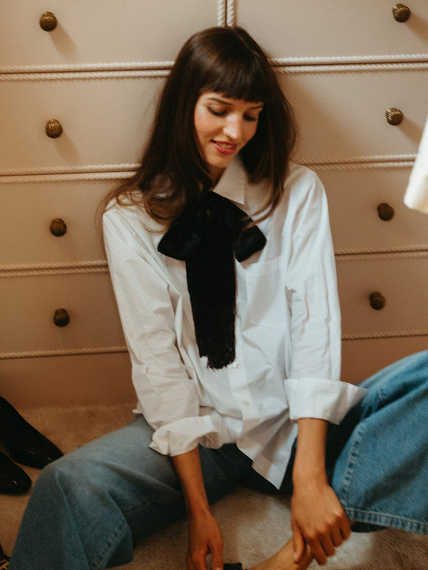 Suki Beaded Scarf in Black — view 13