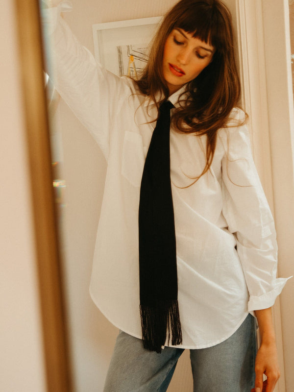 Suki Beaded Scarf in Black — view 15