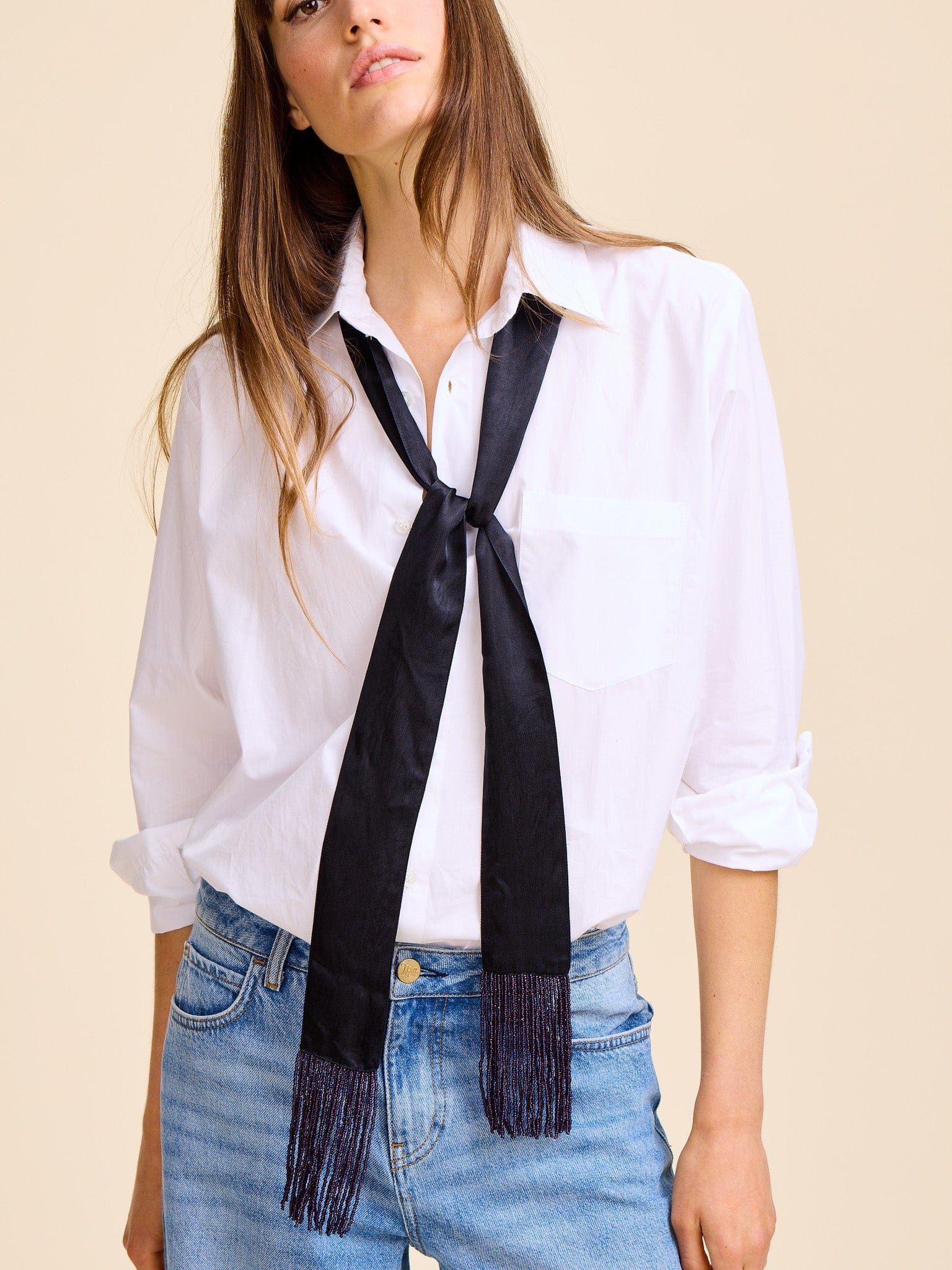 MILLE Clothing One Size Suki Beaded Scarf in Black