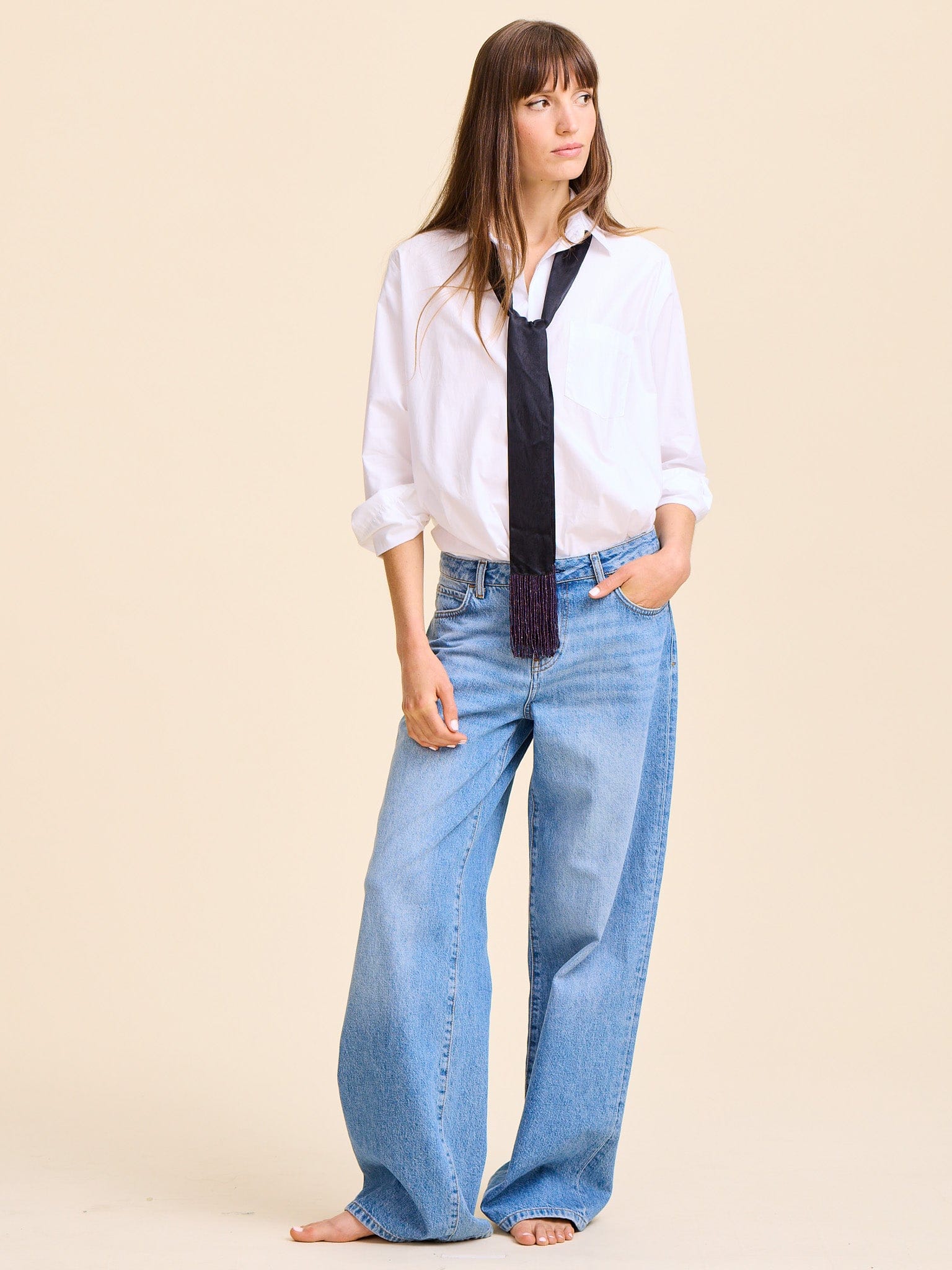 MILLE Clothing One Size Suki Beaded Scarf in Black