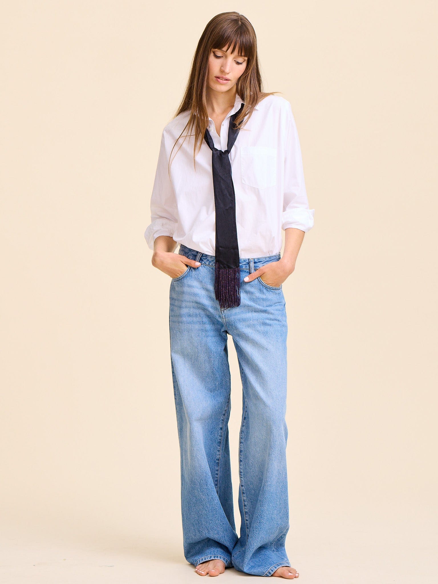 MILLE Clothing One Size Suki Beaded Scarf in Black