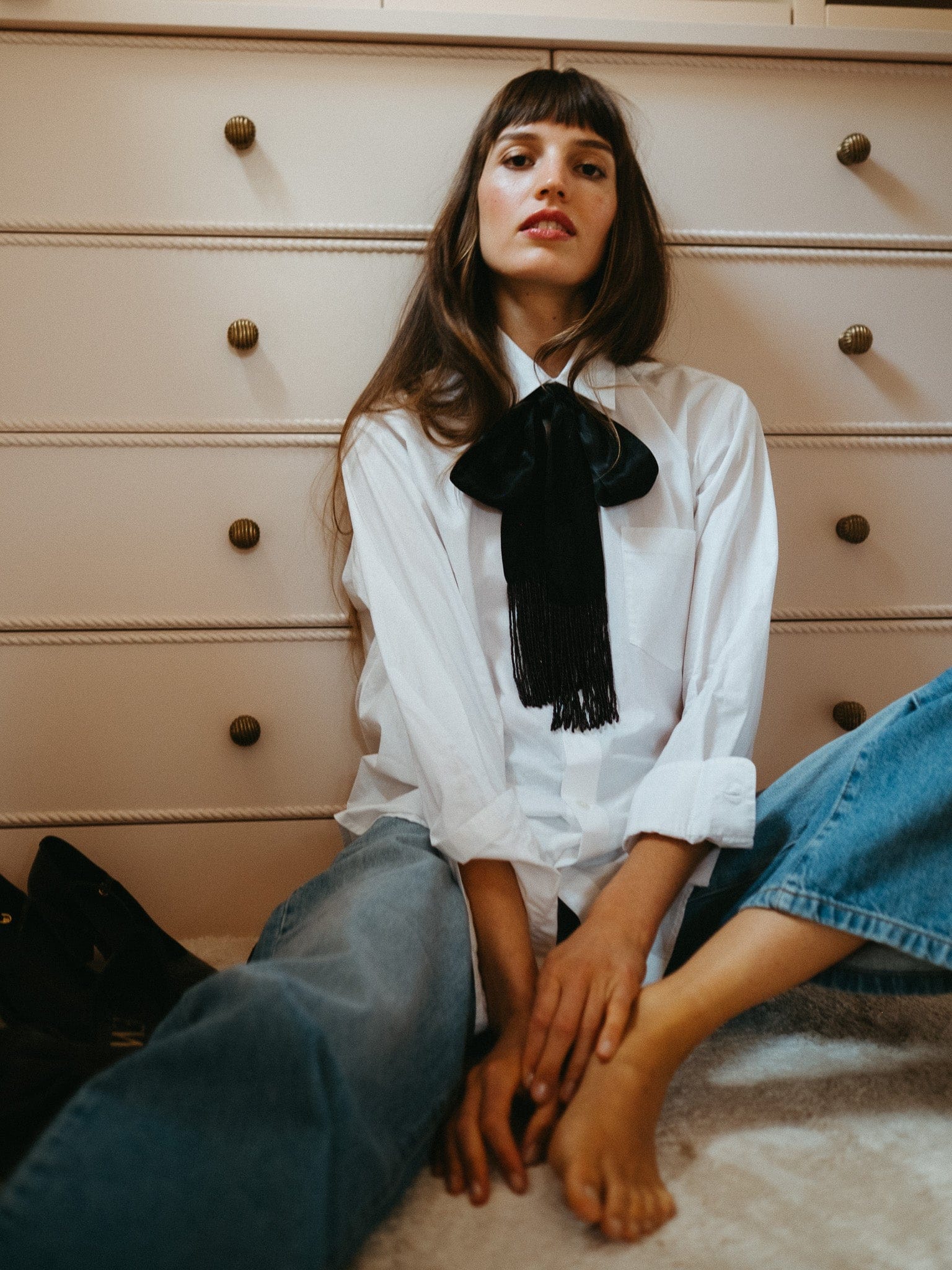 MILLE Clothing One Size Suki Beaded Scarf in Black