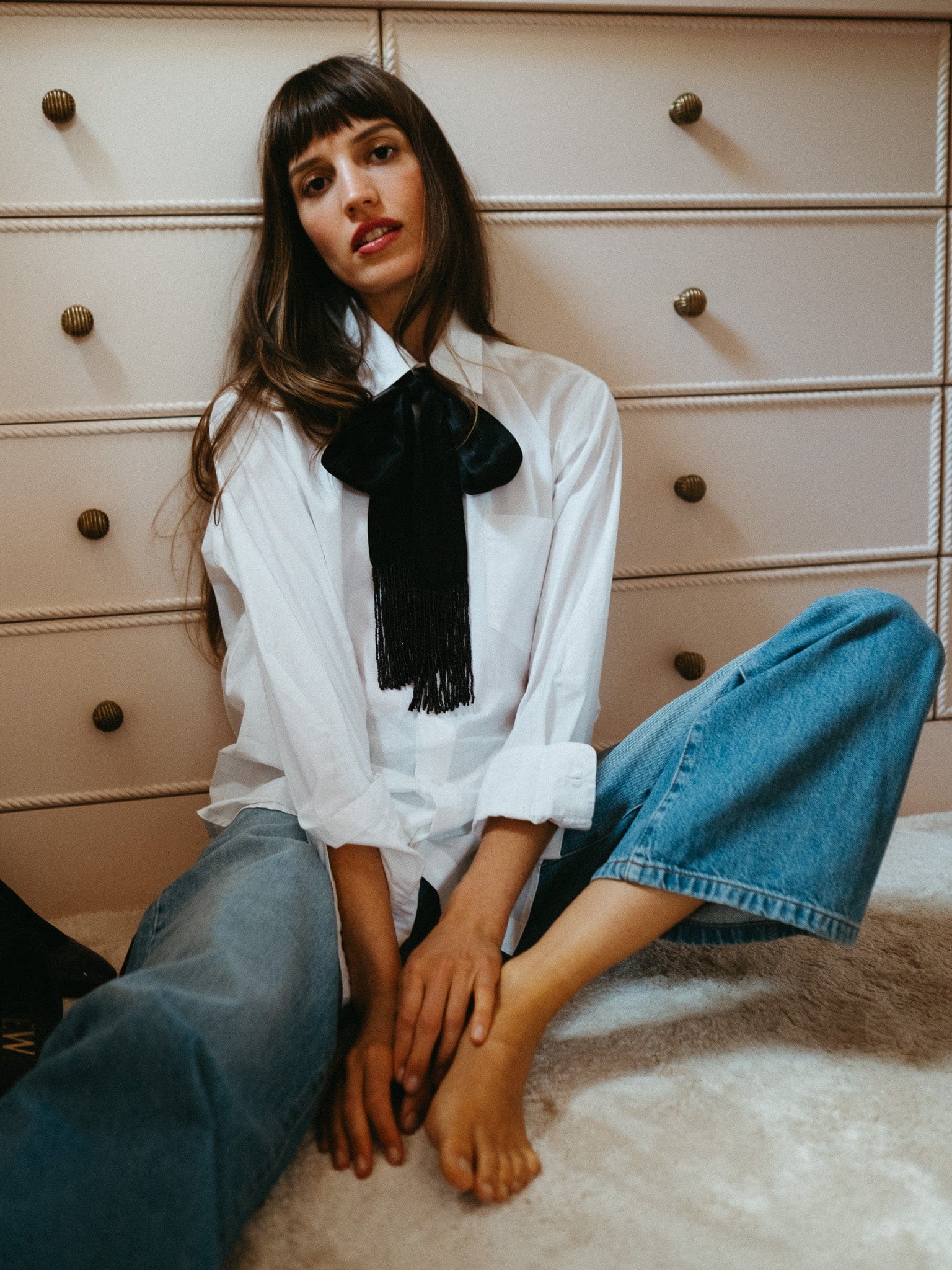 MILLE Clothing One Size Suki Beaded Scarf in Black