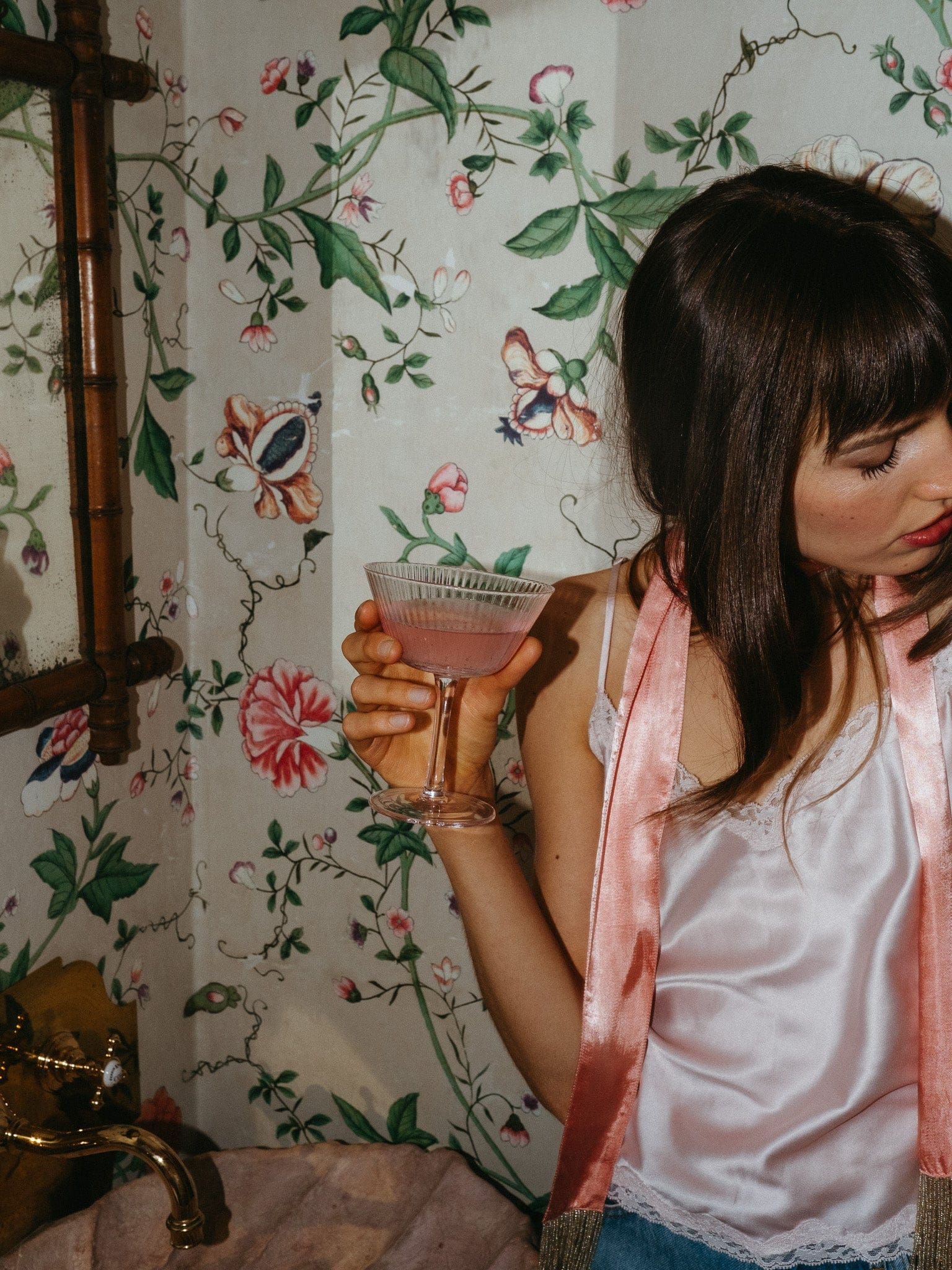 MILLE Clothing One Size Suki Beaded Scarf in Blush