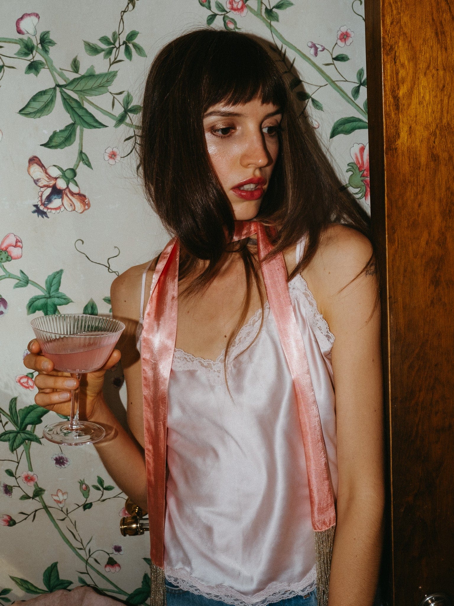 MILLE Clothing One Size Suki Beaded Scarf in Blush