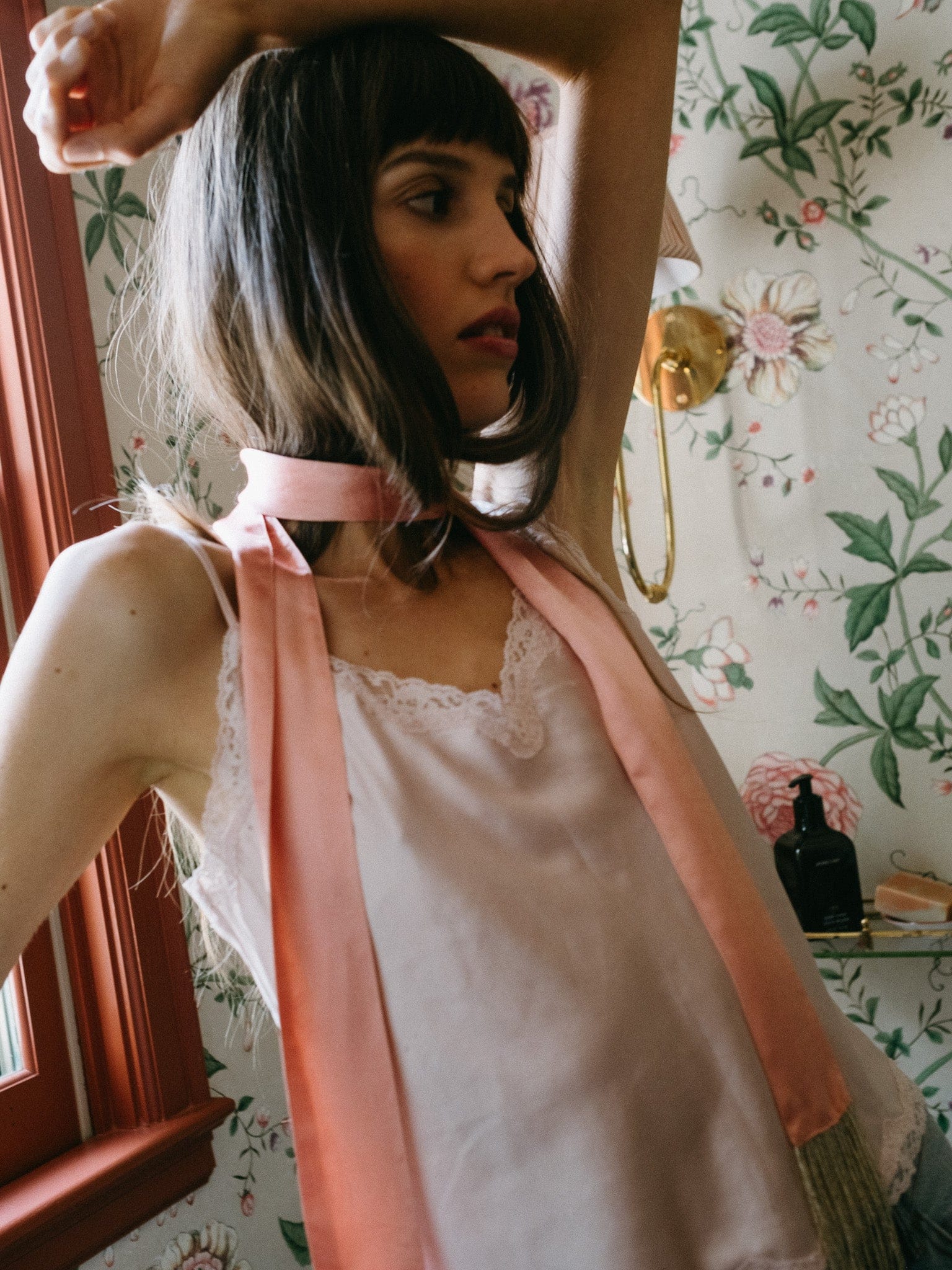 MILLE Clothing One Size Suki Beaded Scarf in Blush