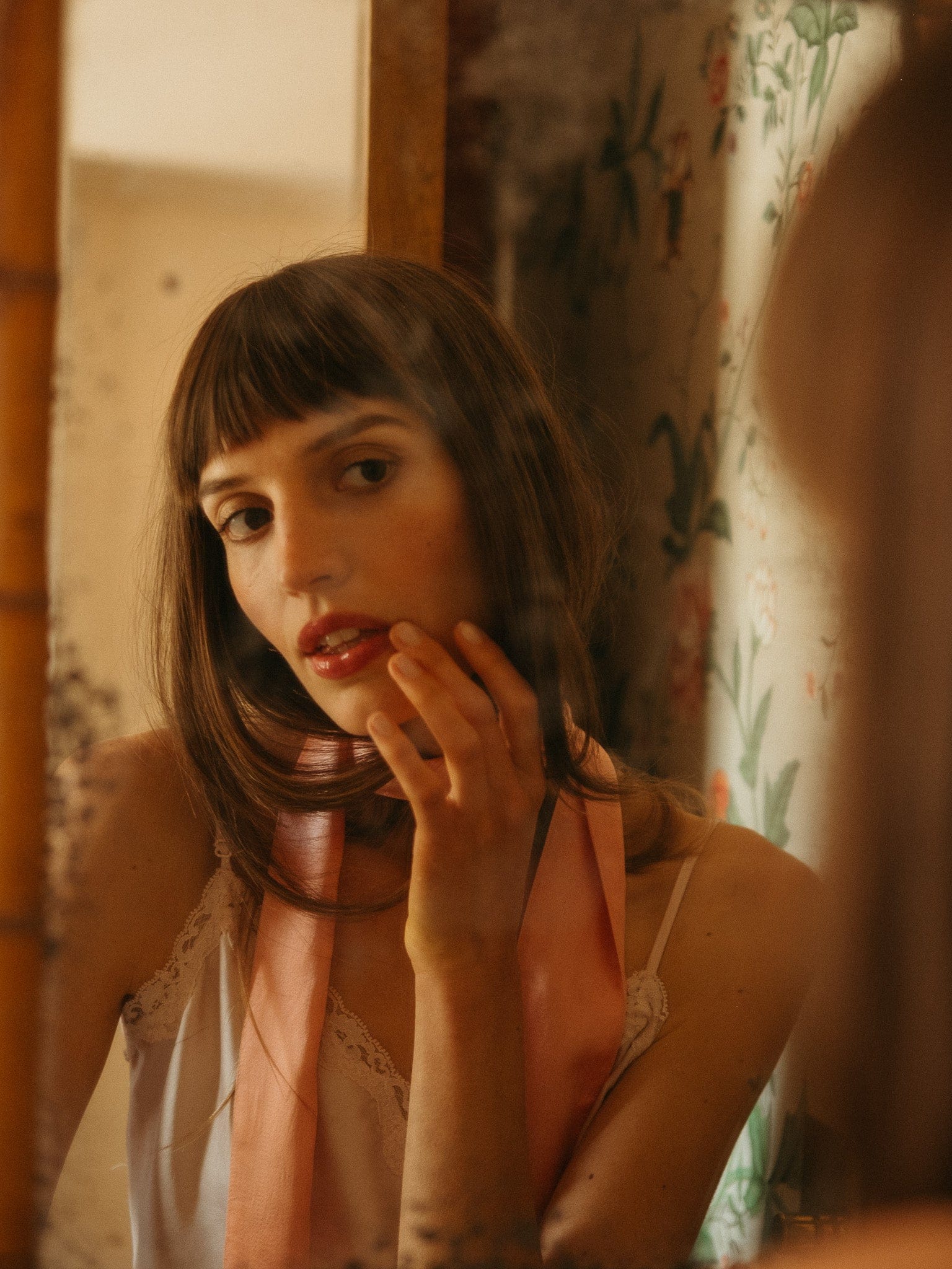 MILLE Clothing One Size Suki Beaded Scarf in Blush