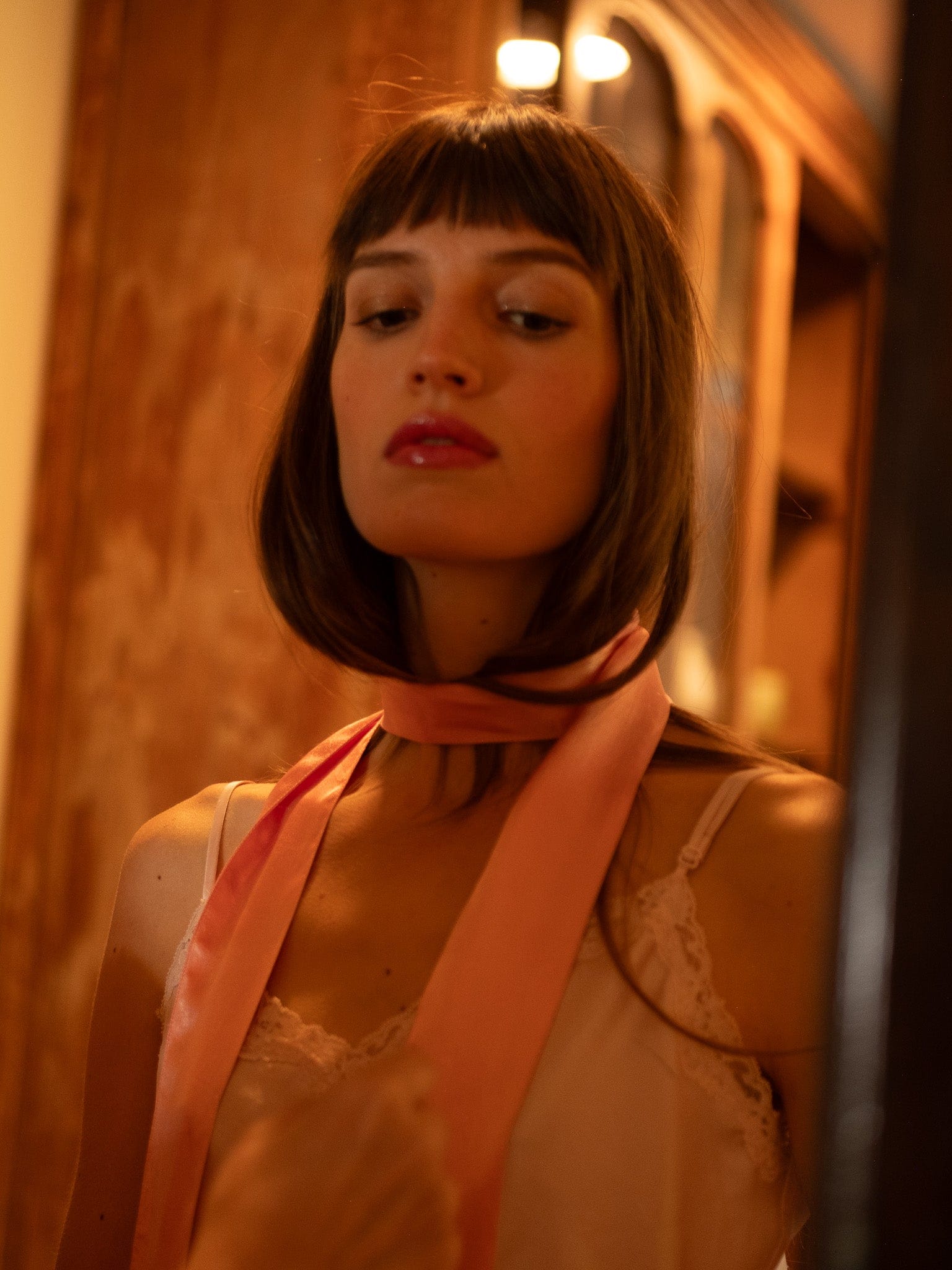 MILLE Clothing One Size Suki Beaded Scarf in Blush