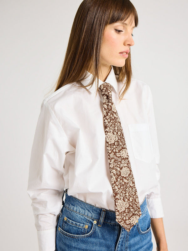 Zoe Necktie in Cocoa Floral — view 16