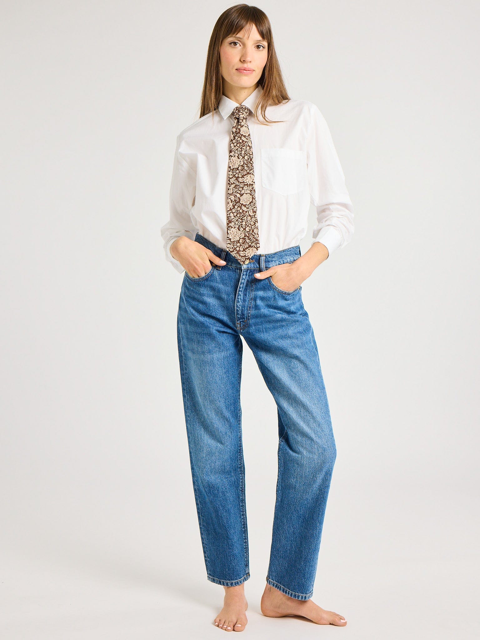 MILLE Clothing One Size Zoe Cotton Necktie in Cocoa Floral