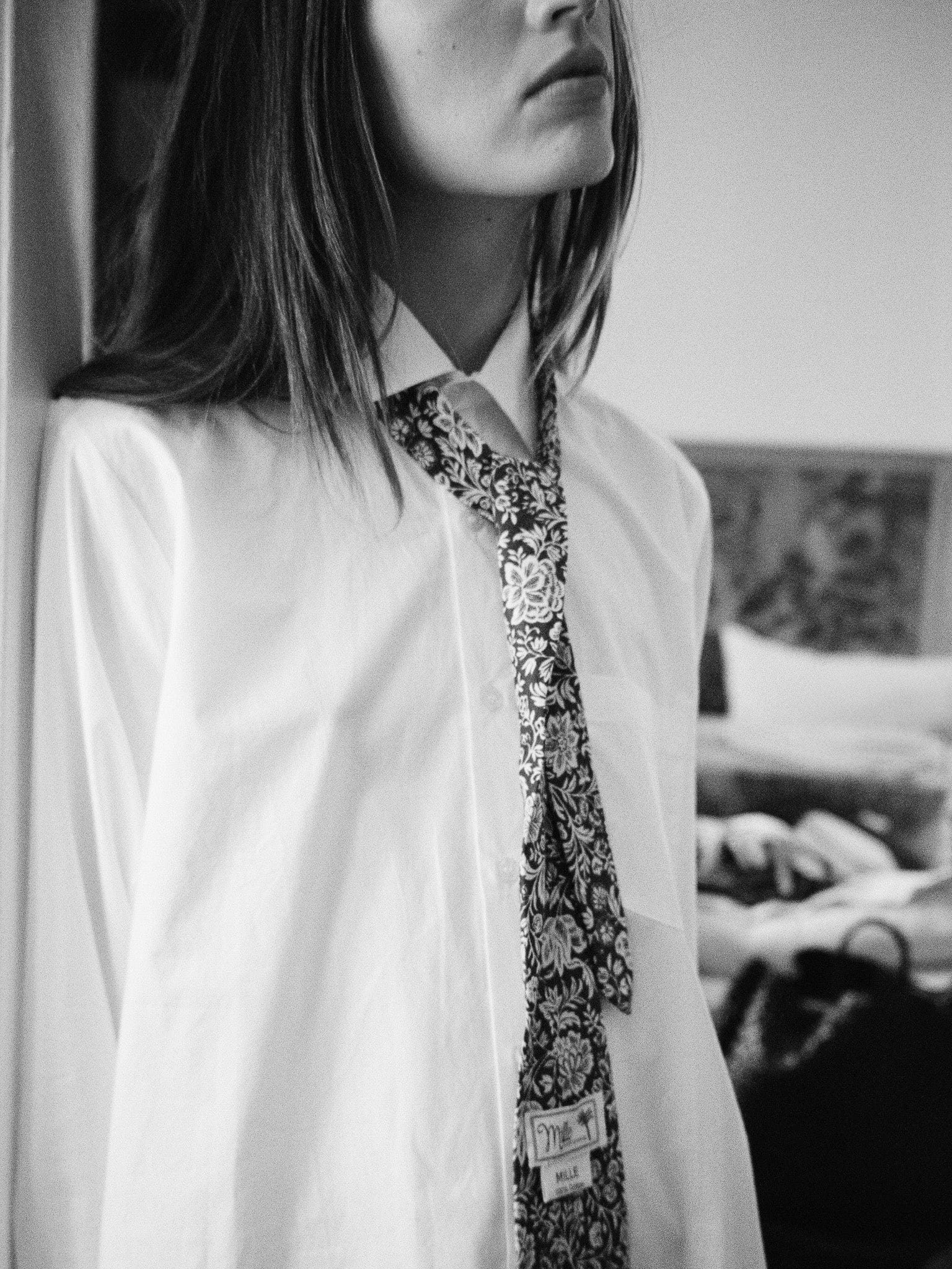 MILLE Clothing One Size Zoe Cotton Necktie in Cocoa Floral