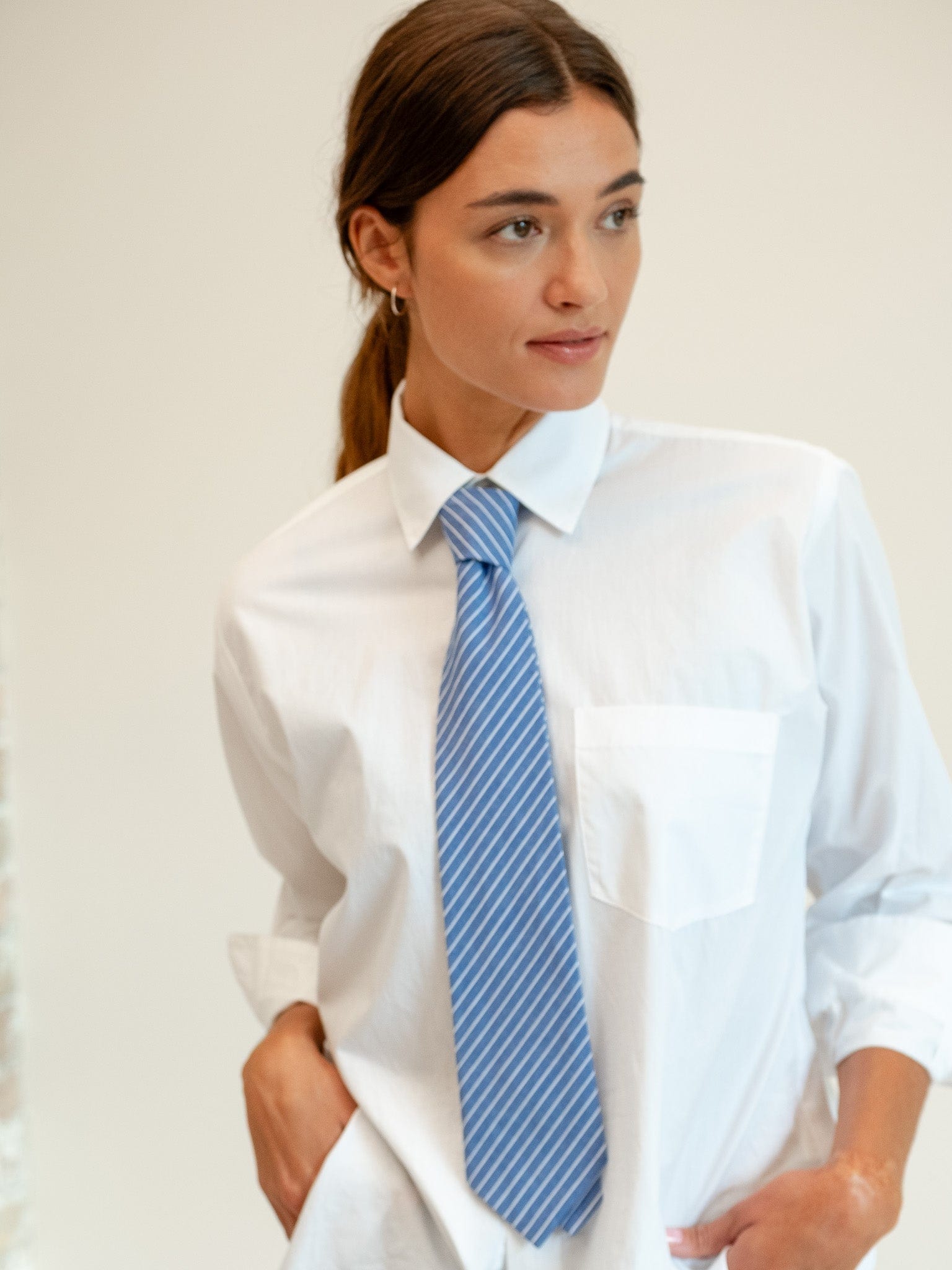 MILLE Clothing One Size Zoe Necktie in Harbor Stripe